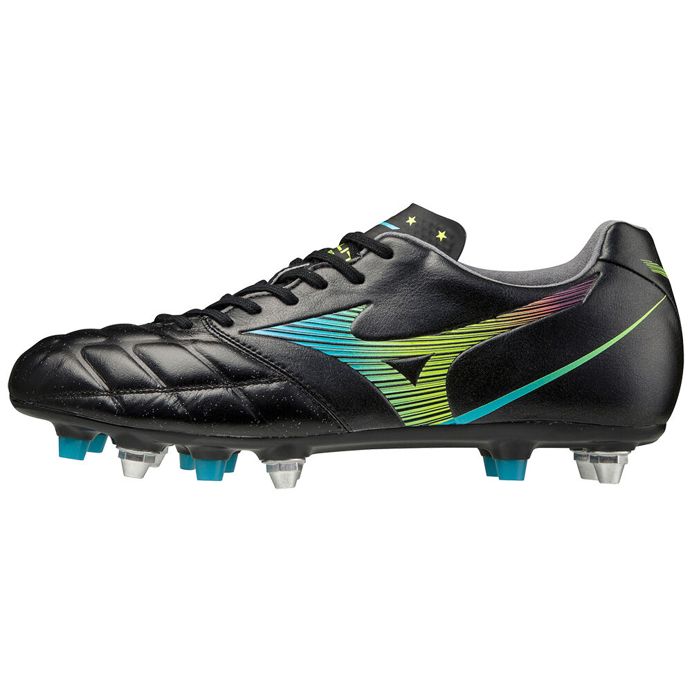 Tacos de Futbol Mizuno Rebula Cup Japan Mix Para Hombre Negros/Azules Turquesa 9835426-EX